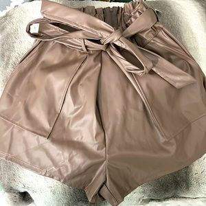 Windsor Faux Leather high waist paperbag shorts NWT